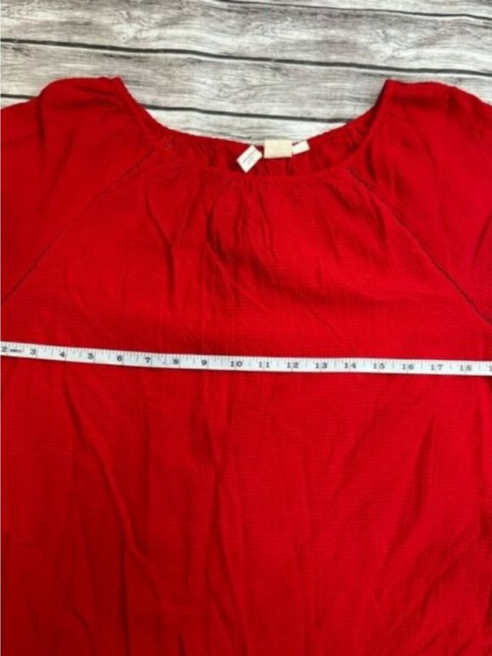 H&M L.O.G.G. Women's Red Peasant Blouse Off Shoulder 3/4 Sleeve Size 6